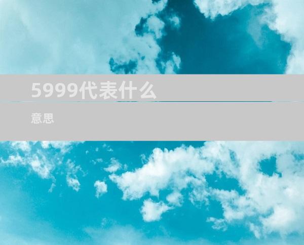 5999代表什么意思