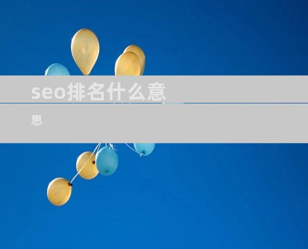 seo排名什么意思