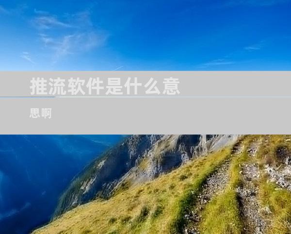推流软件是什么意思啊