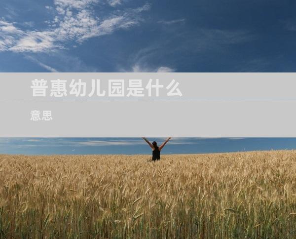 普惠幼儿园是什么意思