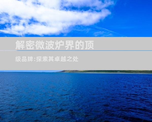 解密微波炉界的顶级品牌:探索其卓越之处